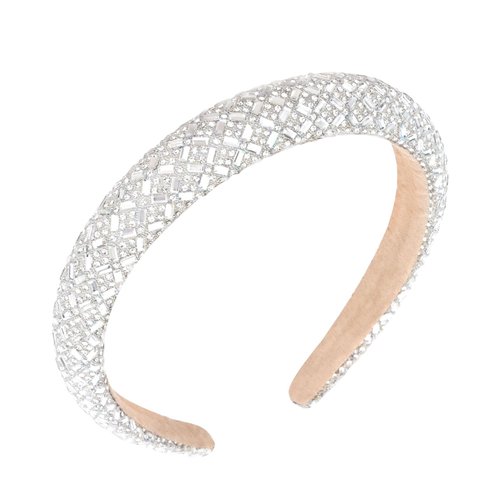 Ondder Silver Padded Rhinestone Sparkly Headband Bling Headbands for Women Shiny Head Bands for Women's Hair Dressy Glitter Fashion Fancy Sparkle Beaded Headbands Head Band Hair Accessories for Girls