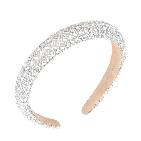 Ondder Silver Padded Rhinestone Sparkly Headband Bling Headbands for Women Shiny Head Bands for Women's Hair Dressy Glitter Fashion Fancy Sparkle Beaded Headbands Head Band Hair Accessories for Girls