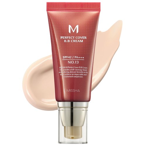 MISSHA M Perfect Cover BB Cream No.13 Bright Beige for Fair Skin SPF 42 PA +++ 1.69 Fl Oz - Tinted Moisturizer for face with SPF
