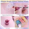 JUYRLE Body Glitter, Face Glitter- 31Pcs DIY Body Glitter Making Kit, Makeup Glitter Gel Hair Glitter Eye Glitter Sequins Mermaid Gel Make Your Own Body Glitter Gifts for Women Festival, Rave, Party