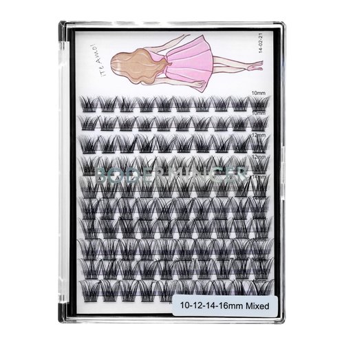 Bodermincer 10-12-14-16mm MIX D Curl Lash Clusters Individual Lashes Mink Cluster Eyelash Extension Natural 3D Russian Volume Faux Eyelashes Individual Lashes Makeup (10-12-14-16mm MIX)