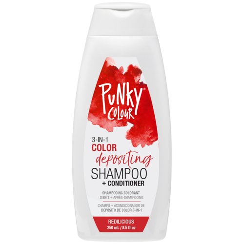 Punky Colour 3-in-1 Red Hair Color Depositing Shampoo & Conditioner, Semi-Permanent Color Cleanser, Redilicious, Sulfate-Free Hydrating Formula, 8.5 fl oz