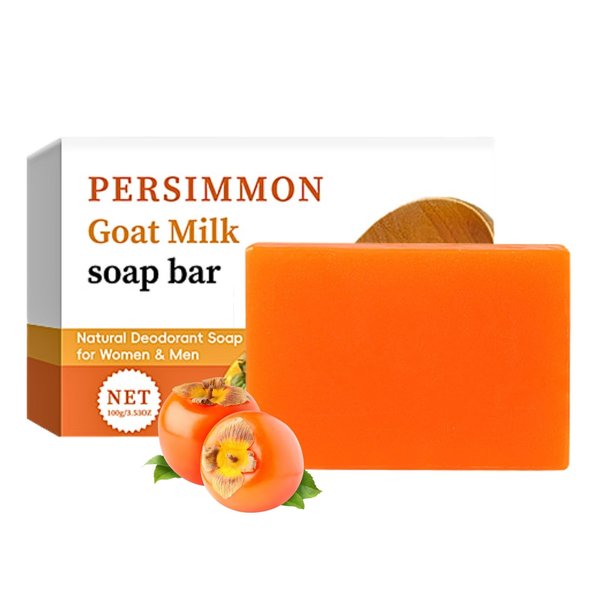 Persimmon Soap Bar for Body Odor Control - Goat Milk Bar Soap - Body Deodorant for Women & Men - Natural Body Odor Soap - Persimmon Soap for Old People Smell - Bath Soap Bars with Shea Butter