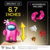 P.M.I. Among Us Action Figure | One of Four 6.7-Inch-Tall Among Us Toys + 5 Hidden Hats & Accessories| Among Us Party Favors and Playable Collectibles | Pink Crewmate Among Us Toy