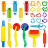Playdough Tool Set 24PCS Playdough Tools for Kids with Playdough Cutters, Roller, Rolling Pins,Plastic Scissors,Dough Extruders