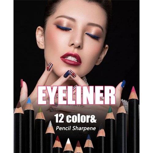DC-BEAUTIFUL 12Pcs Lot Set 12 Colors Eyeliner Pencil Waterproof Eyebrow Pencil Cosmetics with a Pencil Sharpener