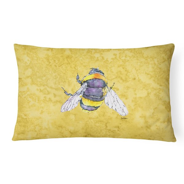 Caroline's Treasures 8852PW1216 Bee on Yellow Canvas Fabric Decorative Pillow Machine Washable, Indoor Outdoor Decorative Pillow for Couch, Bed or Patio, 12HX16W