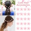 YISSION 20Pcs Mini Pink Flower Hair Clips with Rhinestone Cute Hair Clips Flower Hair Pins Decorative Hair Clips Wedding Hair Barrettes Bridal Flower Hair Accessories for Girls Women