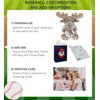DolliBu Sitting Moose Stuffed Animal with Baseball Plush - Soft Plush Huggable Moose, Adorable Playtime Plush Toy, Cute Wildlife Gift for Kids and Adults - 11 Inch