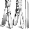Toenail Clippers for Men Seniors Thick Nails - Popular No Splash Nail Clippers with Catcher & 17mm Wide Open Straight Toenail Clippers, Mess Free Self Collecting Nail Cutter w Catching Storage