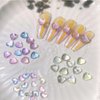 210 Pcs Clear Heart Nail Art Charms, 3D Mixed Size Love Hearts Rhinestones Flat Jelly Resin Crystal Jewelry Diamonds for Acrylic Nail Supplies, with Gold Caviar Beads Manicure Decoration Accessories