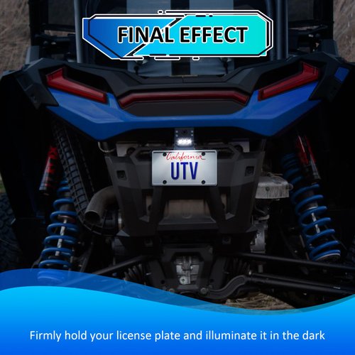 Wsays UTV Universal License Plate Bracket for Golf Cart ATV RV Truck Snowmobile Trailer Boat SxS Compatible with Polaris RZR Ranger General Can Am Maverick x3 Kawasaki