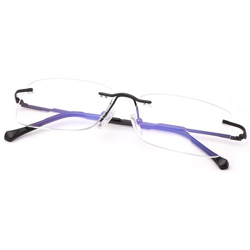 Rimless Clear Bifocal Reading Glasses Blue Light Blocking Readers for Men and Women Unisex Eyewear Far Near Dual-Use Lightweight Magnifying Anti Glare UV Digital Reduce Eyestrain Fashion Eyeglasses