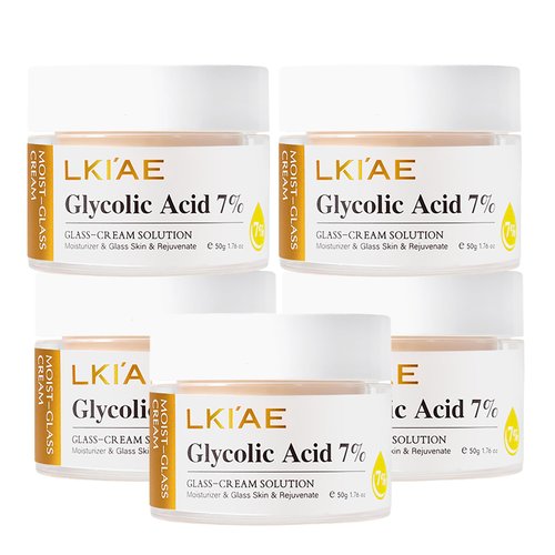 AILKE BOOST LUSTER LKIAE Glycolic Acid 7% Face Cream, Rejuvenate, Reduce Fine Lines, Skin Moisturizer, Create Glass-Textured Skin, With Hyaluronic Acid, Glutathione, 1.76 oz (Pack of 5)