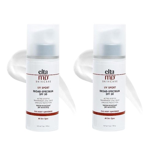 EltaMD UV Sport Body Sunscreen, SPF 50 Sport Sunscreen Lotion, Sweat Resistant and Water Resistant up to 80 Minutes, Formulated with Zinc Oxide Great for Outdoor Physical Activities, (2 Pack)