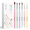 MelodySusie Nail Art Brushes Set,6pcs Nail Art Design Pen Painting Tools with Extension Gel Brush, Polish Brush, Builder Brush,Liner Brush, Carved Brush, and Dotting Pen for Home DIY Salon Use