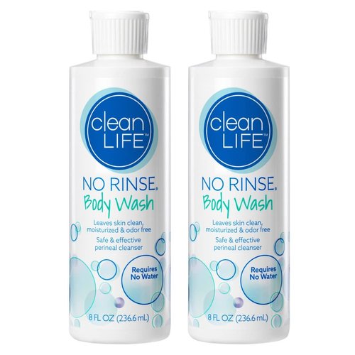 No-Rinse Body Wash, 8 fl oz - Leaves Skin Clean, Moisturized and Odor-Free, Rinse-Free Formula (Pack of 2)