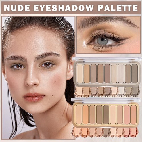 CAHIUYOA 2PCS Naked Matte Eyeshadow Palette Neutral Nude Smoky Eyeshadow Makeup Palette Natural Pigment Eye Shadow Palette Professional Eye Makeup Kit - 03&04