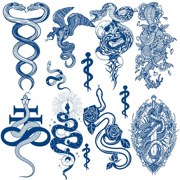 Aresvns Semi Permanent Tattoo for Men and Women,Waterproof and Long-Lasting 2 Weeks Tattoos, Realistic Fake Tattoos Stickers Christmas Gift Blue