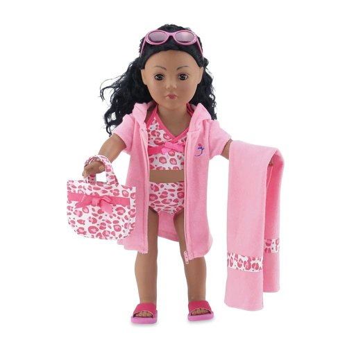 Emily Rose Doll Clothes | 6-Piece 18 Inch Doll Tankini Bathing Suit Swimsuit with Accessories | Compatible with 18" American Girl Dolls