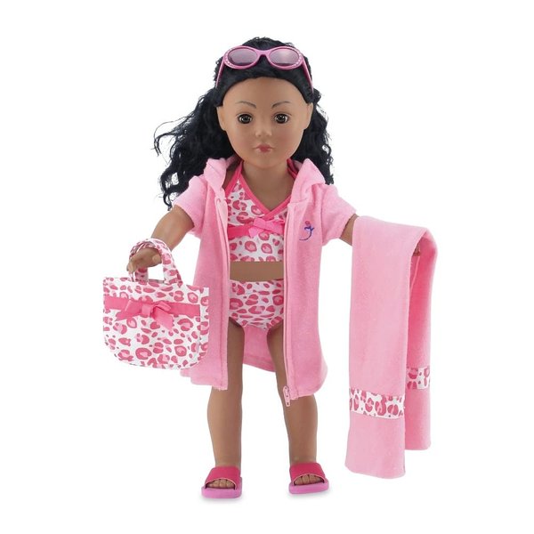 Emily Rose Doll Clothes | 6-Piece 18 Inch Doll Tankini Bathing Suit Swimsuit with Accessories | Compatible with 18" American Girl Dolls