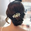 Aukmla Rhinestone Bride Wedding Hair Comb Gold Bridal Hair Piece Crystal Hair Accessories for Women and Girls (B Gold)