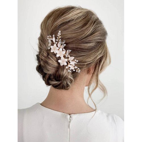 SWEETV Wedding Hair Comb Clip Bridal Crystal Wedding Hair Accessories for Brides and Bridesmaid, Gold
