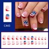 Tyuimhx 4th of July Press on Nails Short Square Independence Day Fake Nails Red White French Tip False Nails With Star Glitter Designs Acrylic Stick on Nails Patriotic Nails for Women 24Pcs