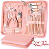 Manicure Set Pedicure Kit Womens Nail Clippers Set 32 in 1 Professional Grooming Care Tools Nail Kit Including Facial, Fingernails and Toenails Care with Travel Case Women (Rose Pink_32 in 1)