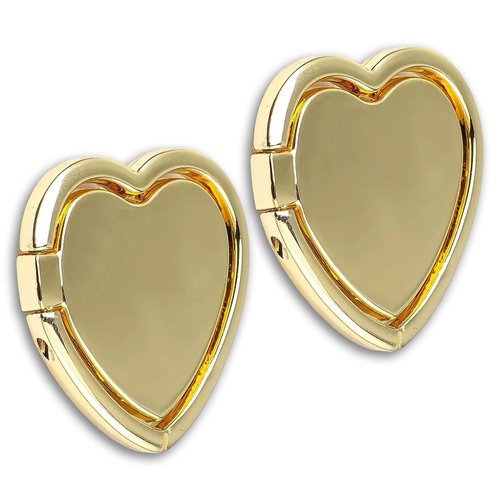 [2 Packs] Love Heart Shaped Glossy Finish Cell Phone Ring Holder Stand, 360 Degree Rotation Finger Ring Kickstand with Polished Metal Phone Grip for Magnetic Car Mount, Smartphone Accessories