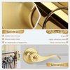 LOQRON Wave Style Door Lever Keyed Entry Door Handle with Lock, Entrance Lever Reversible for Left/Right Handed for Office or Front Door with Satin Brass Finish, 1 Pack