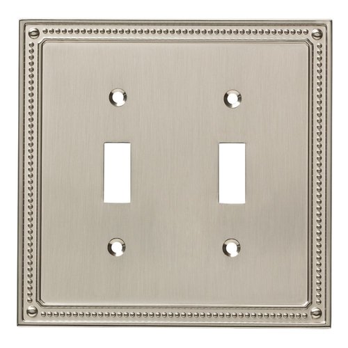Franklin Brass Classic Beaded Wall Plate, Stain Nickel Double Decorator Outlet Cover, 1-Pack, W35061-SN-C