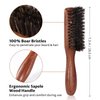 BESTOOL Hair Brush, Boar Bristle Beard Brush for Daily Beard Care, Men Brush with Handle Made of Beech Wood (Brown)