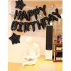 23pcs Birthday Balloons Banner, 3D Black Premium Mylar Foil Letter Happy Birthday Banner with 5pcs Star Balloons Kits for Kids Girls Boys Men Adults Birthday Party Decorations Supplies