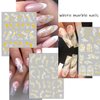 VOTACOS 12 Sheets Nail Art Stickers Decals White Black Gold Stripe Line Nail Decals Self-Adhesive Marble Wave Nail Art Supplies for Nail Decorations 3D Nail Accessories for Women French Nail Design