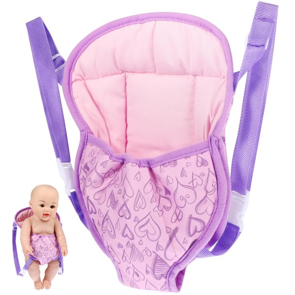 Zerodeko Baby Doll Carrier, Doll Accessory Adjustable Straps Girl Doll Outgoing Packets Baby Doll Accessories Carrying Doll Straps (Purple Heart)