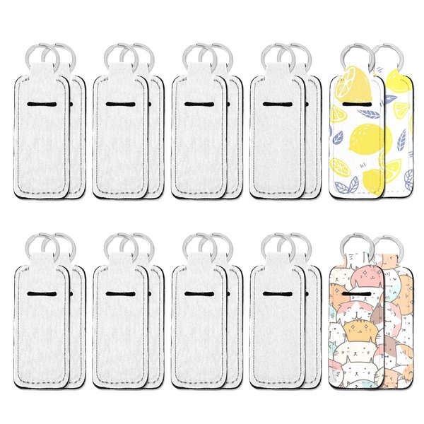 Aster 20 Pieces Sublimation Chapstick Holder, Blanks Keychain Chapstick Holder, Lip Balm Holder, Neoprene Lipstick Holder Keychain for Purse, Backpack