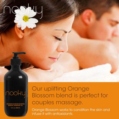 Nooky Orange Blossom Massage Oil. with Jojoba and Essential Oils. for Massaging 16 Ounce.
