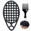 KOUPA Silicone Curly Hair Brush with Pick Comb, One Piece Twist Curl Comb for Afro Curls, Washable Hair Tool for Men Women, Black