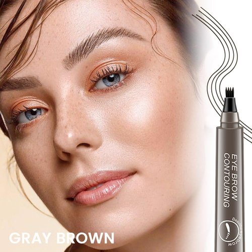 BINGBRUSH 1Pcs Eyebrow Pencil Micro 4 Point Ink Pen by Brow Stylist - Eye Makeup Lift & Snatch Eyebrow Pen Kits Long-Lasting Waterproof Natural Eyebrow Hair (04# Gray brown)