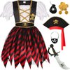 SKCAIHT Pirate Costume Girls Kids Halloween Party Dress Up (7-9 Years)