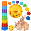 LEIFIDE 9 Pack Stack up Bunny Cups and Treat Ball for Bunny Toys Rabbit Food Dispenser Rabbit Stacking Cups Snack Ball Rabbit Toys Plastic Nesting Toys for Small Animals Rabbits