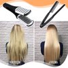 Chengu 2 Pcs Boar Bristle Brushes - Double Sided Clamp Brush and Flat Iron Comb for Straightening Knotty, Unkempt Hair (Black White, Black)