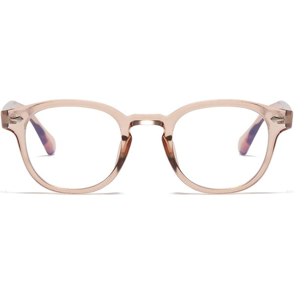 AIEYEZO Fashion Blue Light Glasses for Men Women Computer Blue Light Blocking Round Glasses (Clear Brown)
