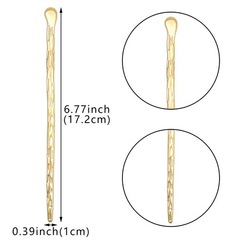 6 Pack Chinese Hair Stick for Women Metal Hair Bun Chopstick Long Hairstick Fashionable Styling Hair Pins Accessories for Women Girl (Gold and Silver)