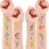 140 PCS Small Wildflower Floral Temporary Tattoos Birthday Party Decorations Supplies Favors Spring Flower Bouquets Decor Tattoo Stickers Gifts For Game Boys Girls Classroom School Prizes Reward