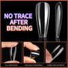 Teenitor Clear Coffin Nail Tips Set, Long Acrylic Nail Kit Full Cover Clear Press On Nails, 600 Pcs Fake Nails with Glue, Acrylic Nail Clipper Files and Buffer Polisher