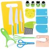 AICase 17 Pieces Montessori Toys Kitchen Tools for Toddlers-Kids Cooking Sets Real-Toddler Safe Knives Set for Real Cooking with Plastic Toddler Safe Knives Crinkle Cutter Kids Cutting Board