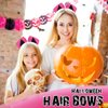 Hotop 10 Pcs Halloween Jumbo Cheerleading Bow 8 Inch Cheer Hair Bows Cheerleader Hair Bows with Ponytail Holder Halloween Hair Tie Elastic Band Hair Accessories for Teens Kids Girls (Pink)