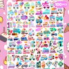 100 PCS Ice Cream Birthday Party Decorations Favors Supplies Temporary Tattoos Decor Ice Cream Truck Sweets Dessert Bar Stickers For Girls Boys Classroom School Prizes Reward